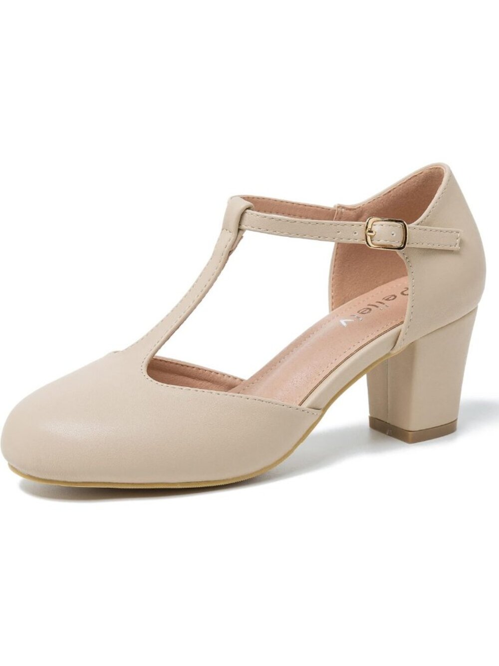 Chic Women's T-Strap Mary Jane Pumps, Block Heel, Closed Toe Dress Shoes, Buckle